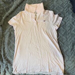 Hollister Women's Soft Pink Polo Shirt